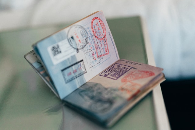 Passport with a lot of stamps on it